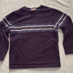 Navy Blue Striped Long Sleeve SweatShirt